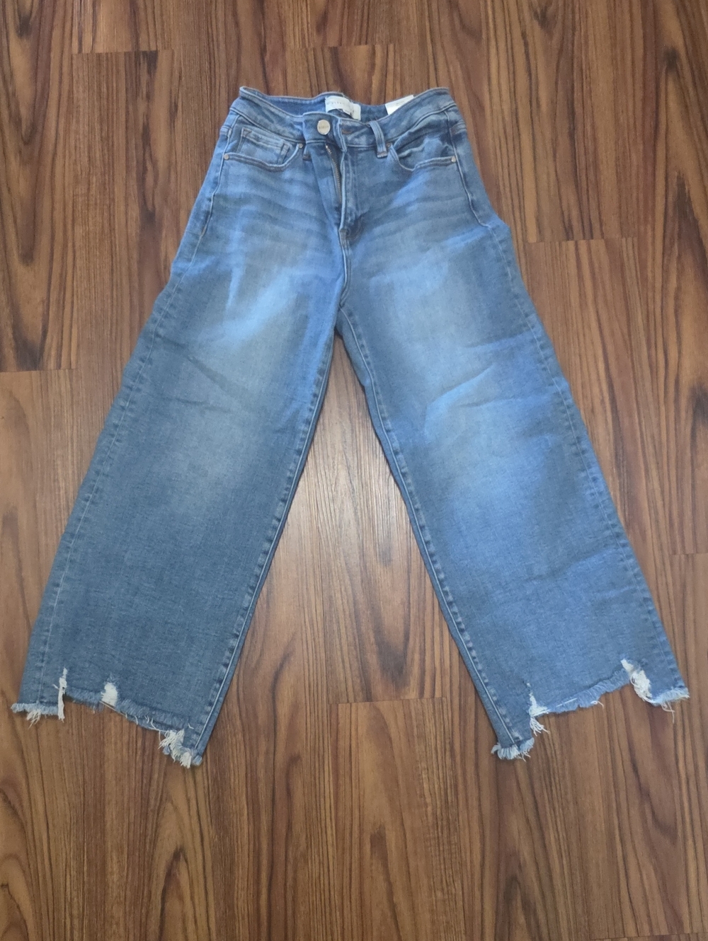 Risen Wide Leg Distressed Women's Jeans - Light Blue
